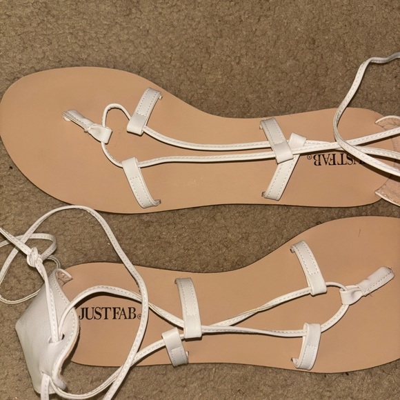 JustFab Elegant White Lace-Up Sandals - Picture 1 of 4